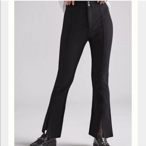 Anthropologie Maeve Black Slit Front Flared Ponte Pants
